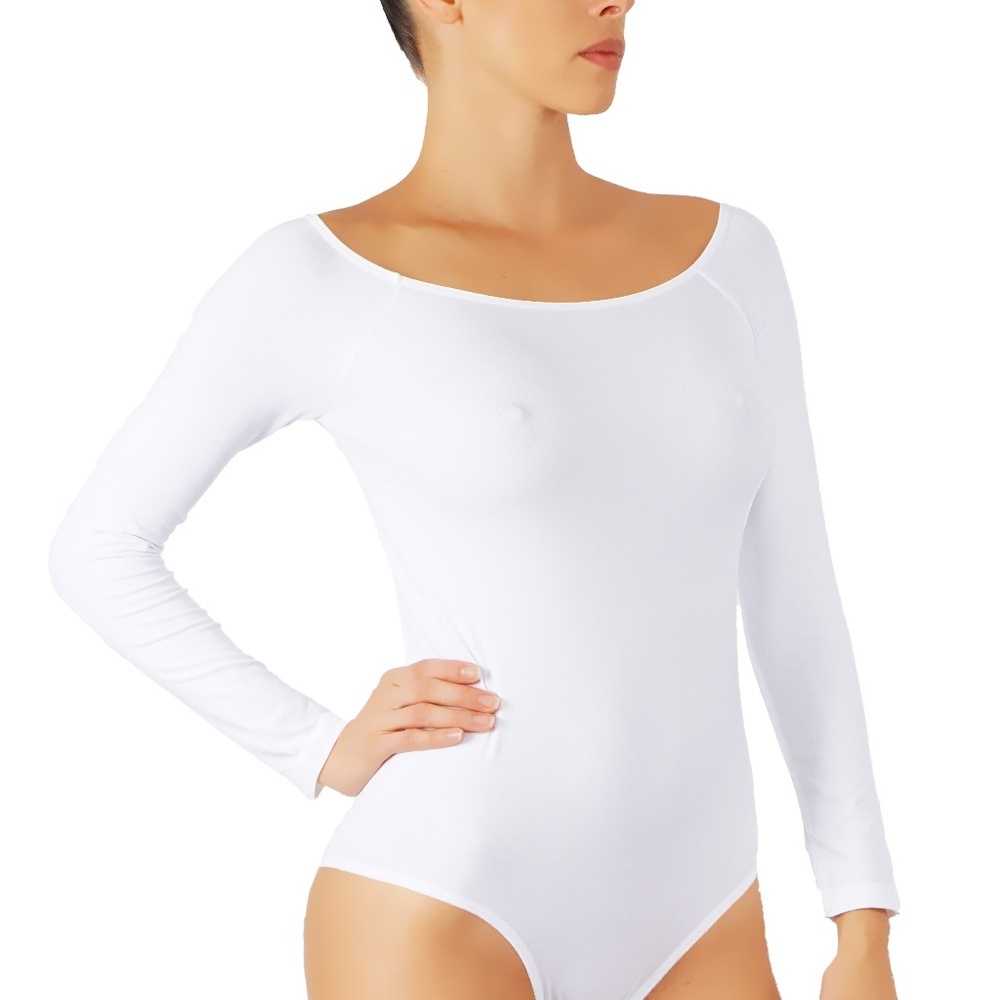 Bodysuit with long sleeves and off shoulder design